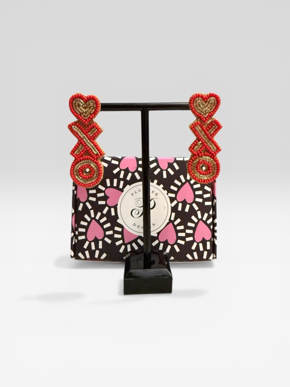 Plunder Red and Gold XOXO Drop Earrings